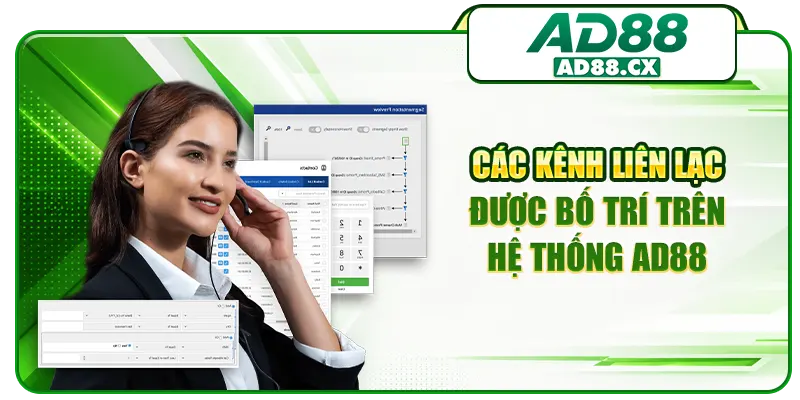 Các kênh liên lạc được bố trí trên hệ thống AD88